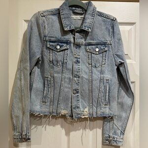 Lovers + Friends Light Blue Distressed Jean Jacket